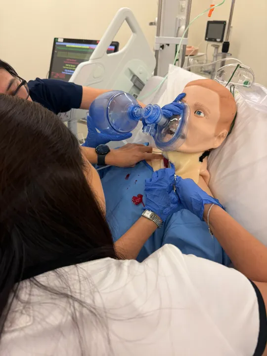 Bag-mask ventilation and front-of-neck access during simulation