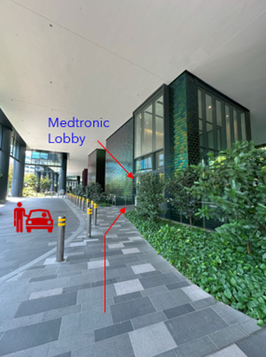 Medtronic Singapore lobby entrance, Mapletree Business City